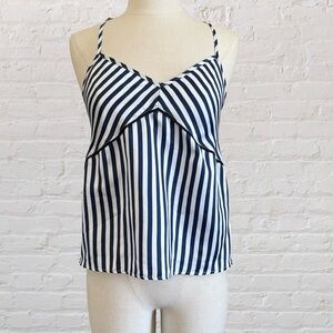 INC International Concepts Navy Blue and White Asymmetrical Camisole